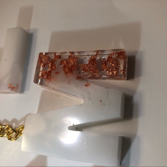 Custom Copper / Rose Gold & White Letter Keychains - Picture 12 of 16